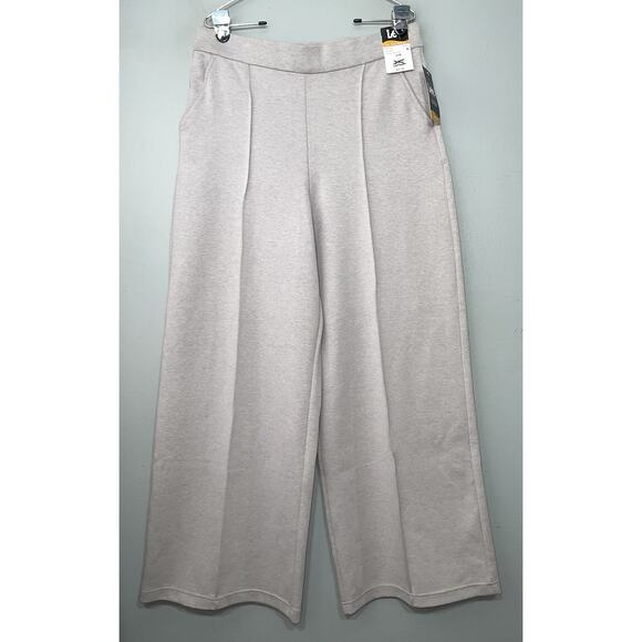 LEE Soft Knit Pants Size 14 Gray High Rise Wide Leg Pull On Lagenlook Comfort - Picture 1 of 15